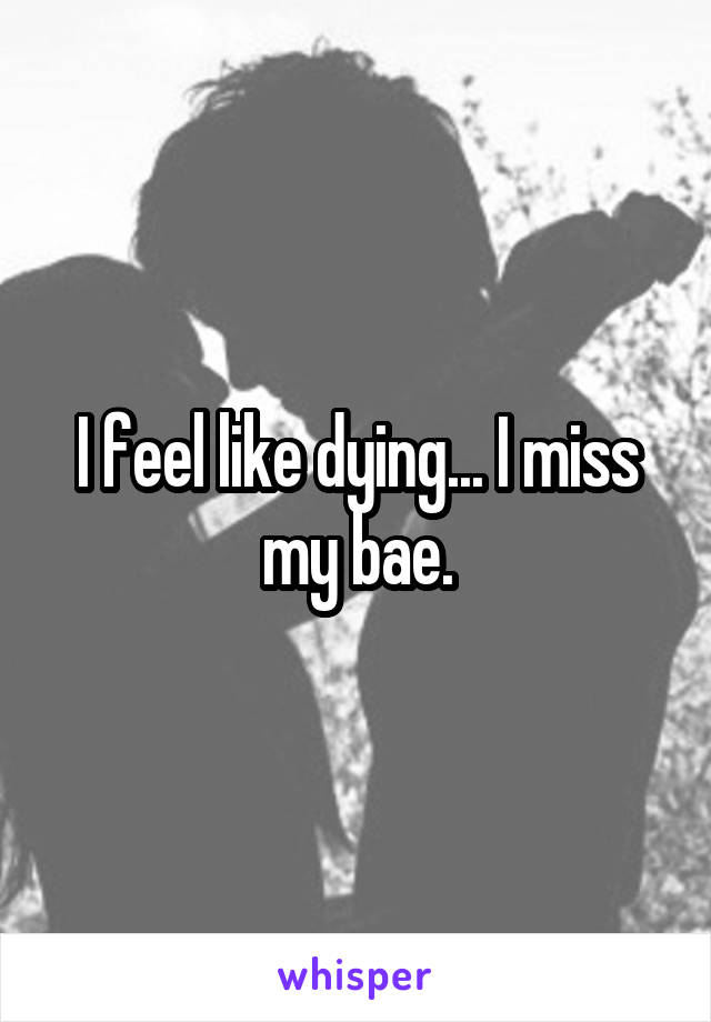 I feel like dying... I miss my bae.