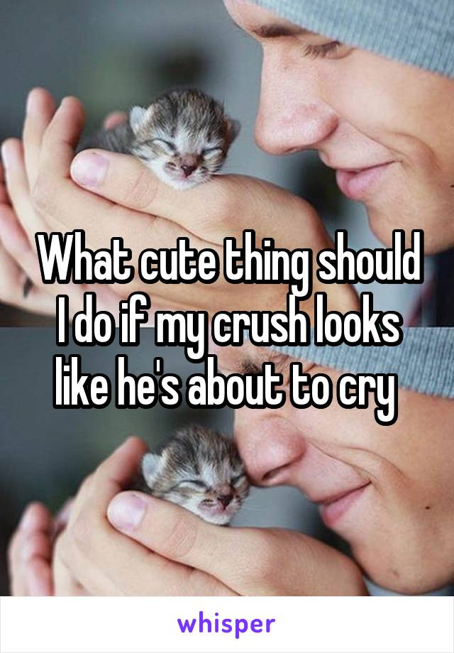 What cute thing should I do if my crush looks like he's about to cry 