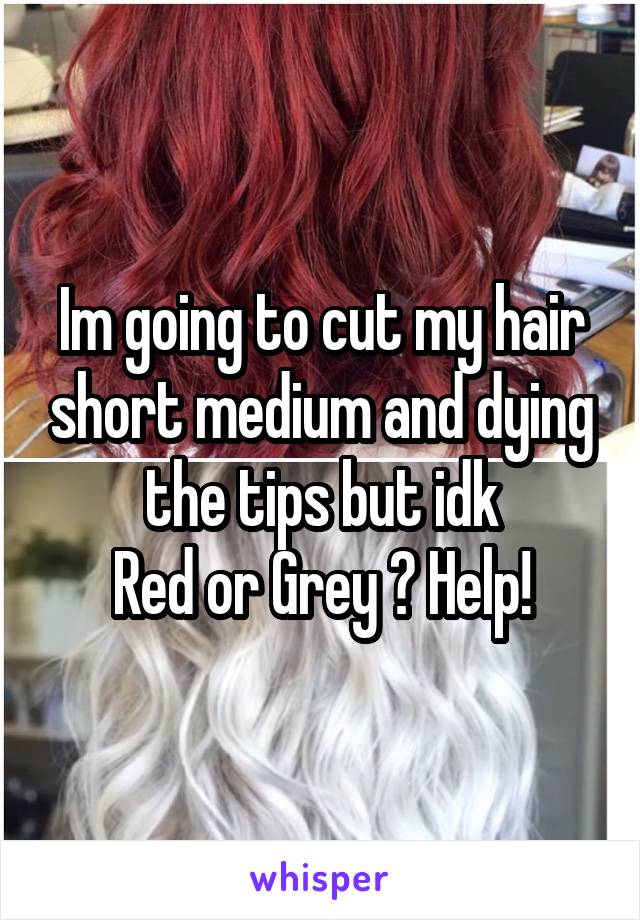 Im going to cut my hair short medium and dying the tips but idk
Red or Grey ? Help!