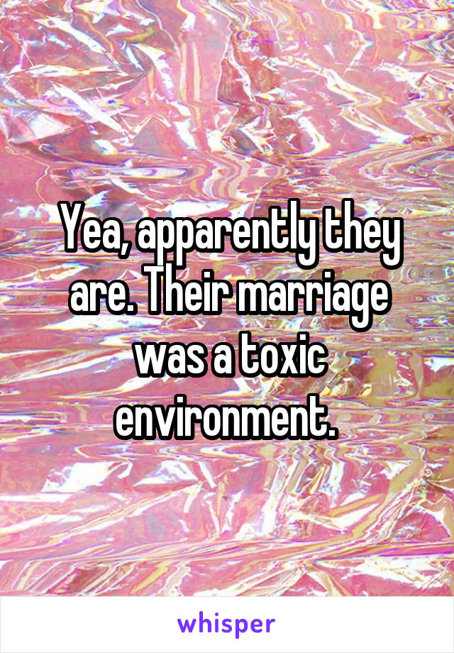 Yea, apparently they are. Their marriage was a toxic environment. 