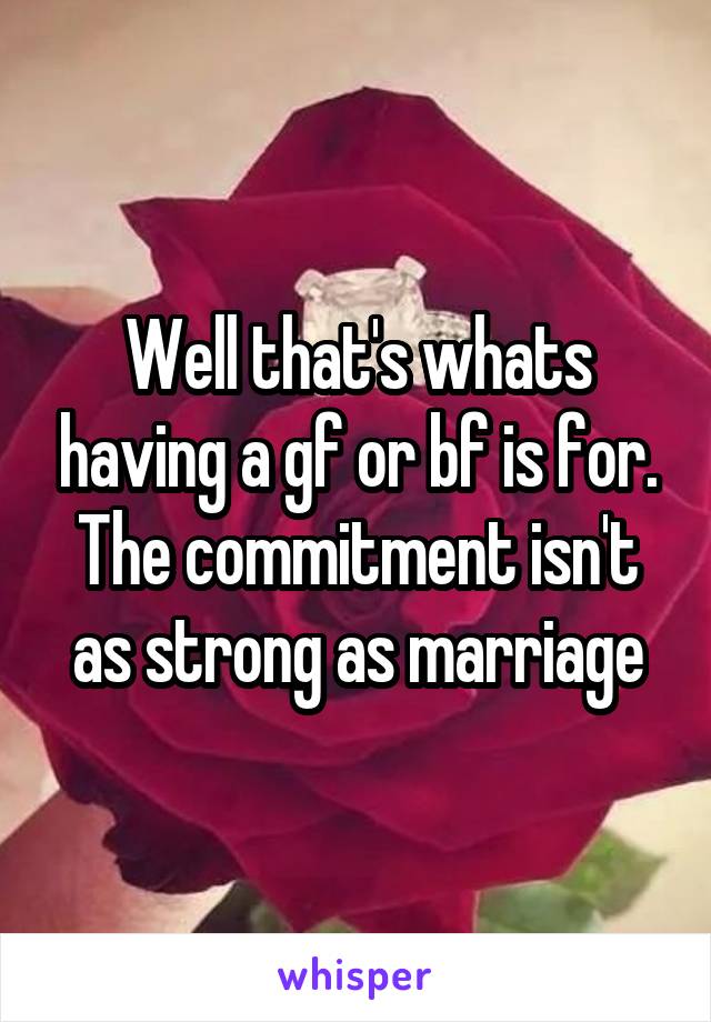 Well that's whats having a gf or bf is for. The commitment isn't as strong as marriage