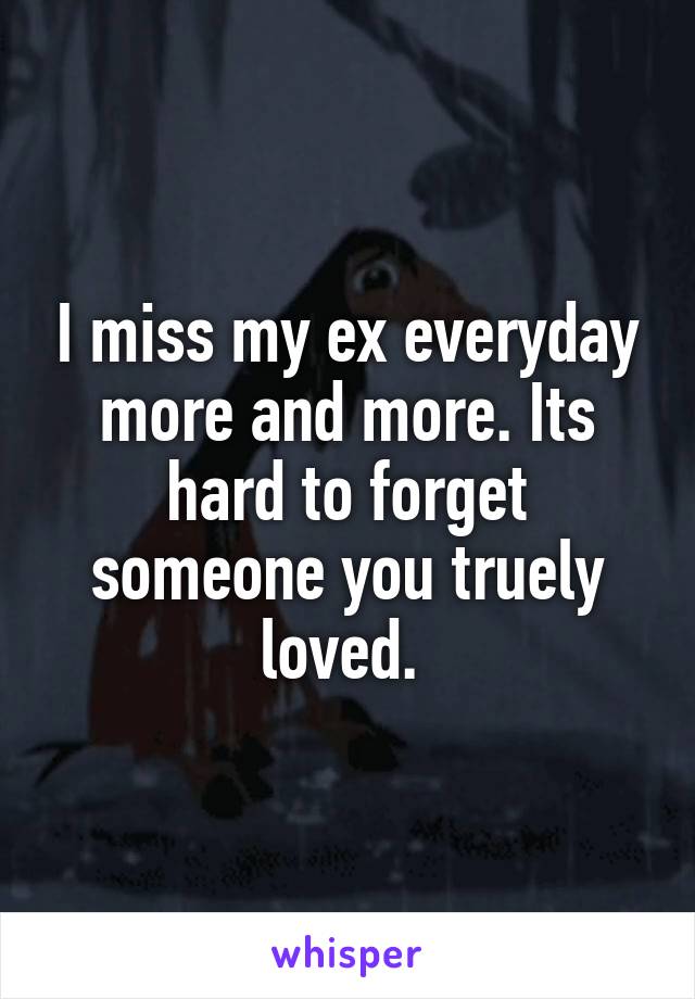 I miss my ex everyday more and more. Its hard to forget someone you truely loved. 