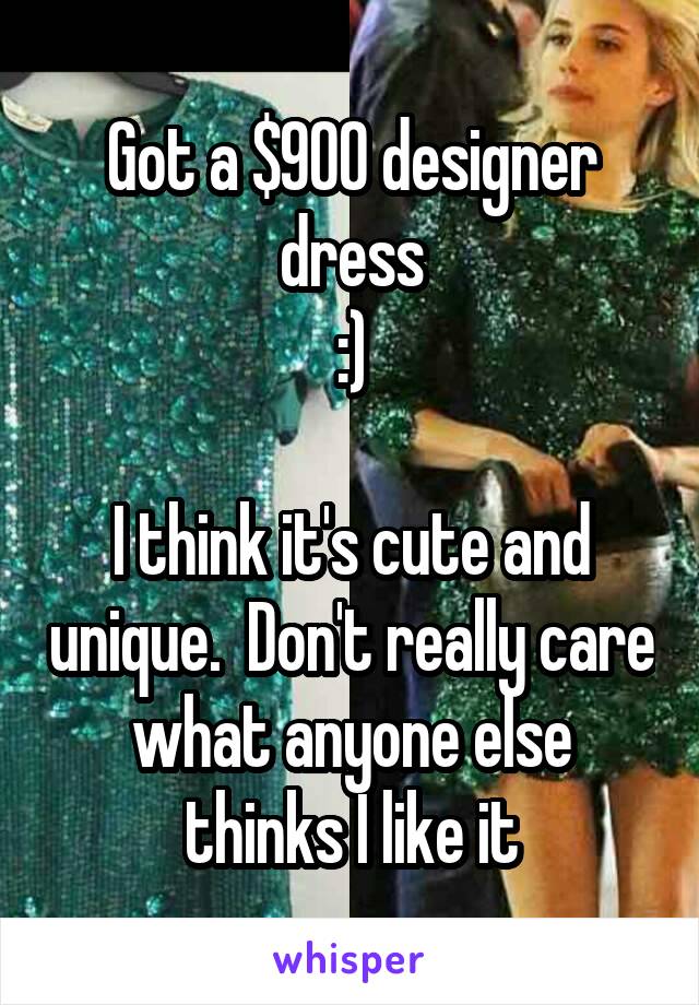 Got a $900 designer dress
:)

I think it's cute and unique.  Don't really care what anyone else thinks I like it