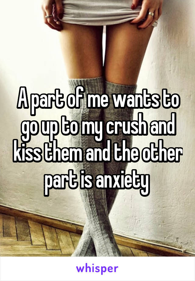 A part of me wants to go up to my crush and kiss them and the other part is anxiety 