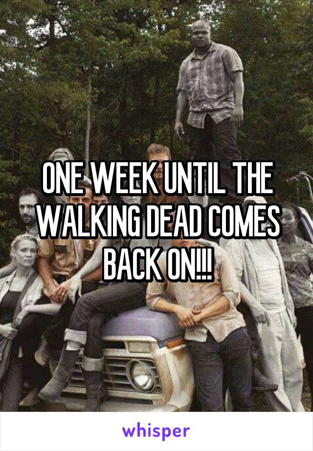 ONE WEEK UNTIL THE WALKING DEAD COMES BACK ON!!!