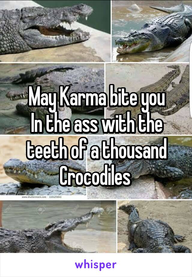 May Karma bite you
In the ass with the teeth of a thousand
Crocodiles 