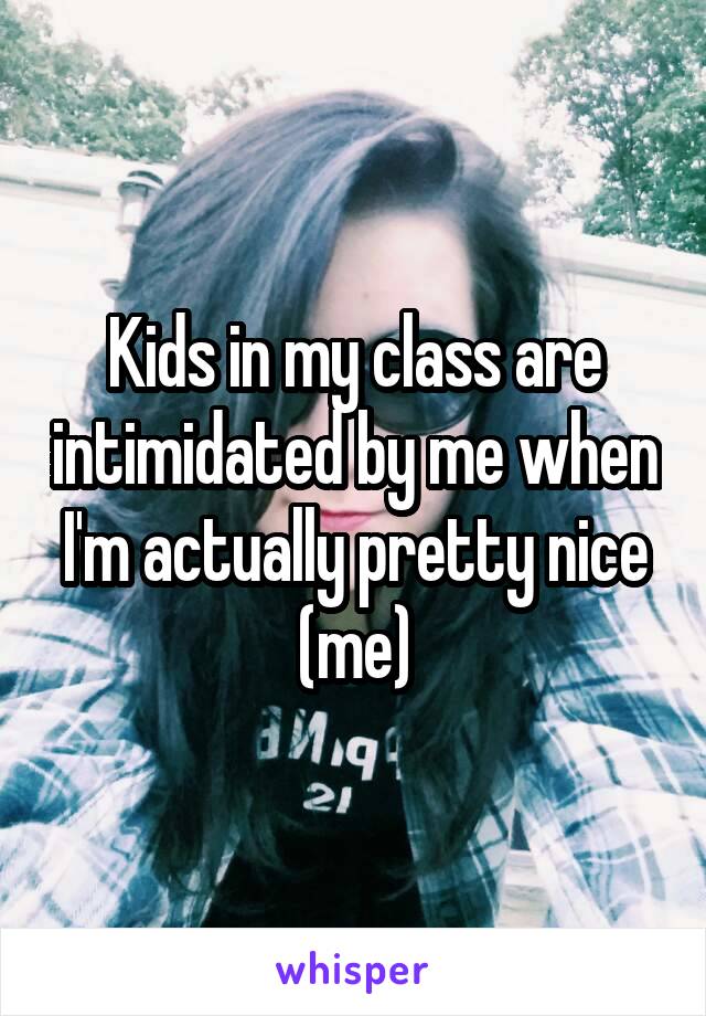 Kids in my class are intimidated by me when I'm actually pretty nice (me)