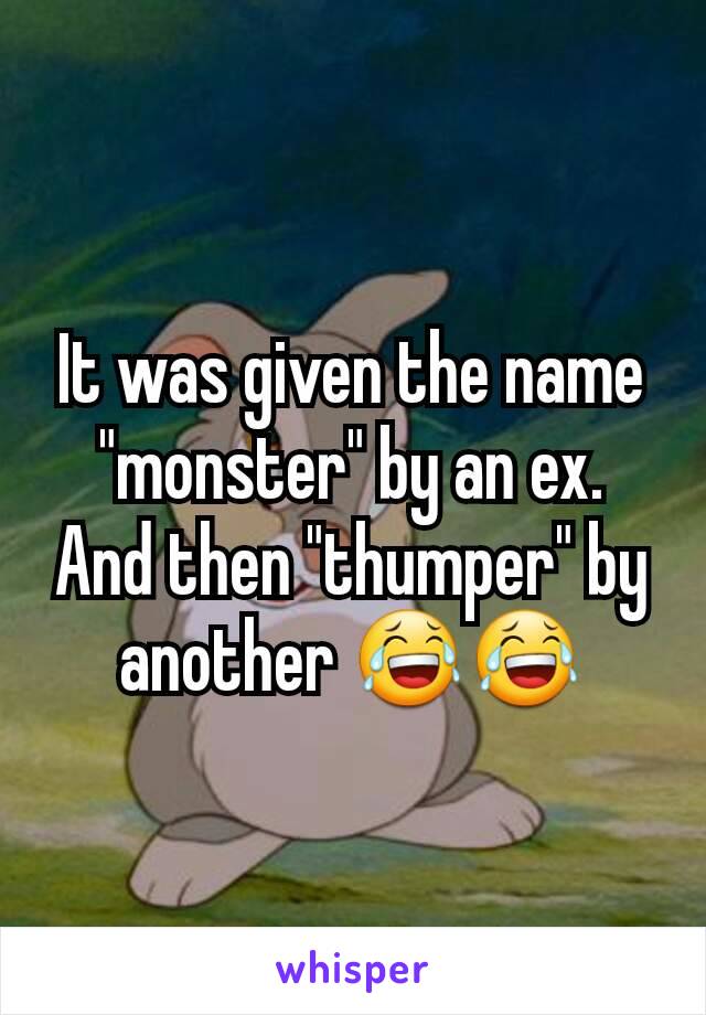 It was given the name "monster" by an ex. And then "thumper" by another 😂😂