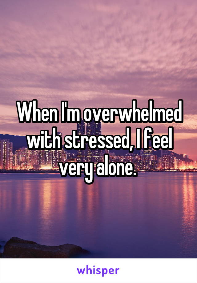 When I'm overwhelmed with stressed, I feel very alone. 