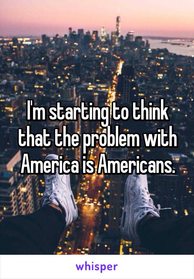 I'm starting to think that the problem with America is Americans.