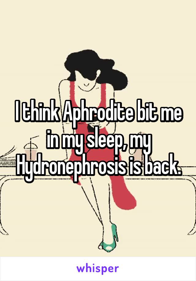 I think Aphrodite bit me in my sleep, my Hydronephrosis is back.