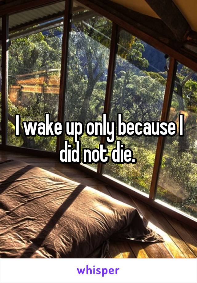 I wake up only because I did not die. 