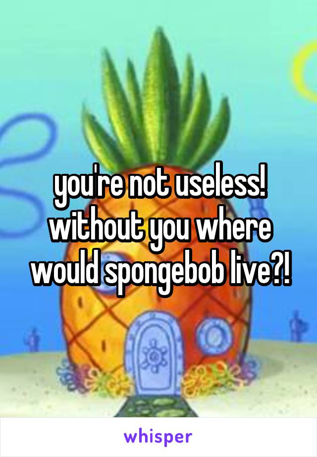 you're not useless! without you where would spongebob live?!