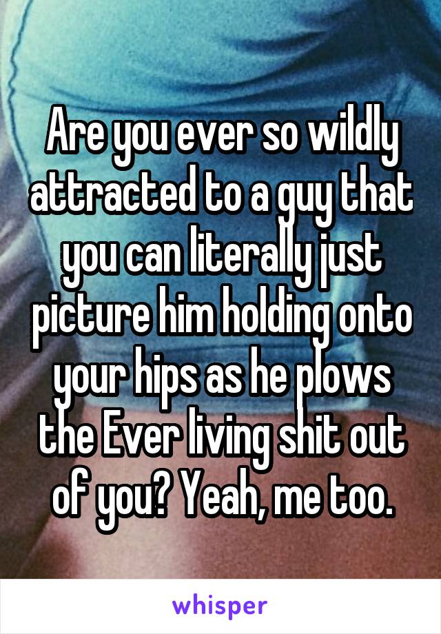 Are you ever so wildly attracted to a guy that you can literally just picture him holding onto your hips as he plows the Ever living shit out of you? Yeah, me too.