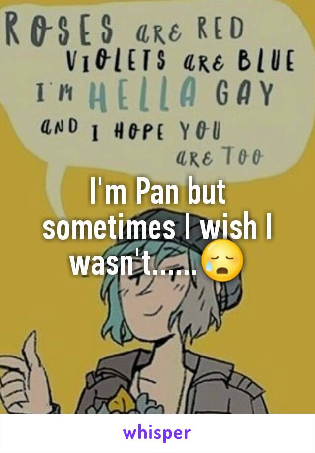 I'm Pan but sometimes I wish I wasn't......😥