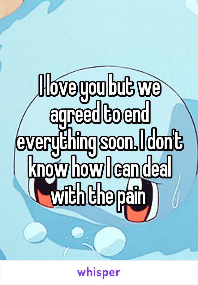 I love you but we agreed to end everything soon. I don't know how I can deal with the pain 