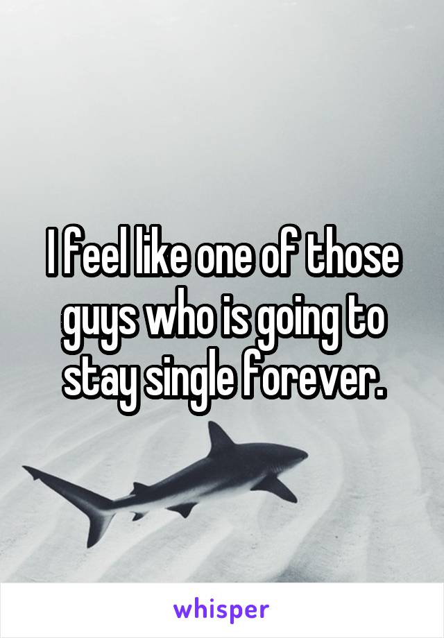 I feel like one of those guys who is going to stay single forever.