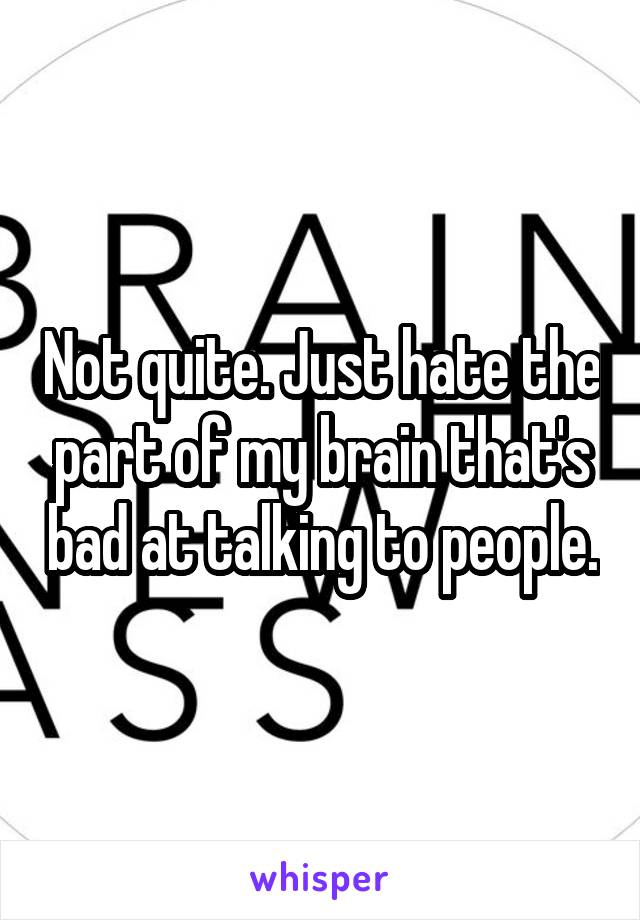 Not quite. Just hate the part of my brain that's bad at talking to people.