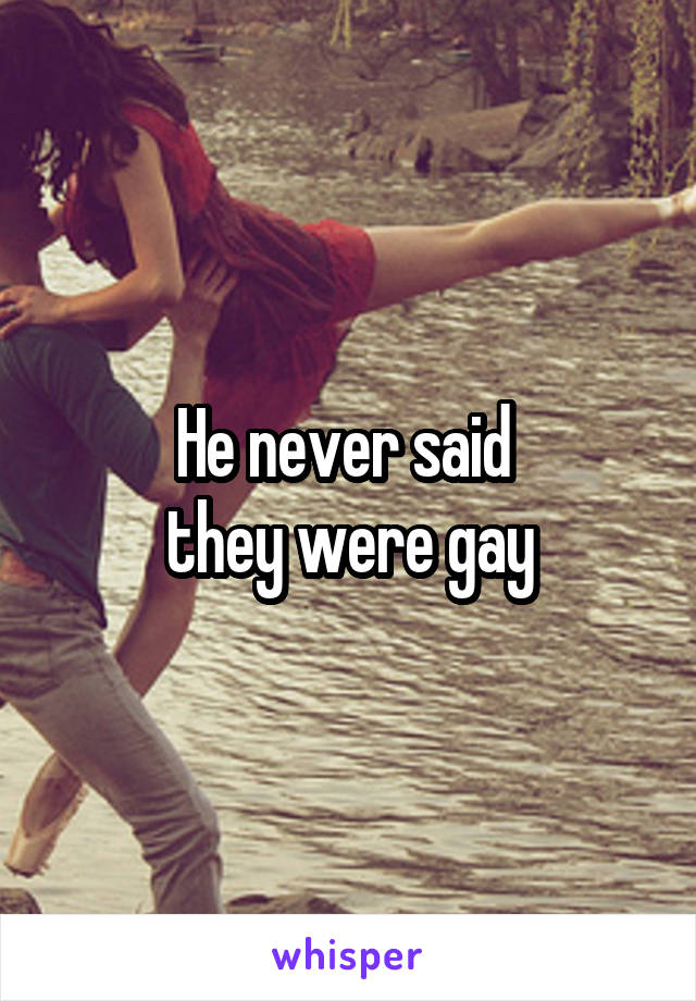 He never said 
they were gay