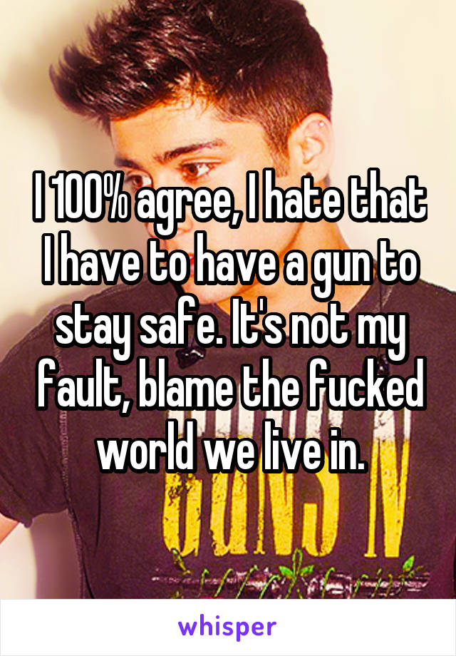 I 100% agree, I hate that I have to have a gun to stay safe. It's not my fault, blame the fucked world we live in.