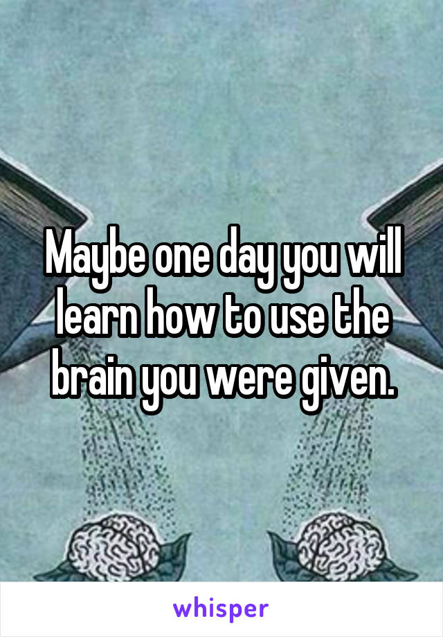 Maybe one day you will learn how to use the brain you were given.