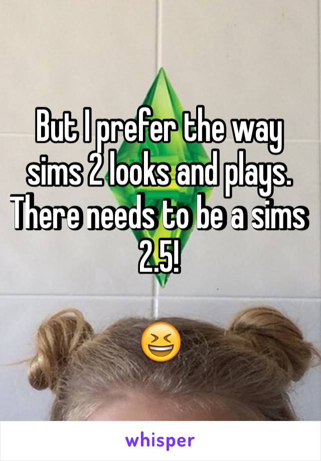 But I prefer the way sims 2 looks and plays. 
There needs to be a sims 2.5!

😆