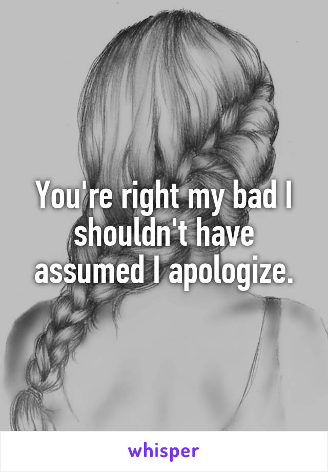 You're right my bad I shouldn't have assumed I apologize.