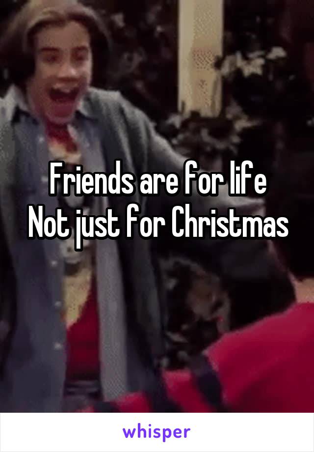 Friends are for life
Not just for Christmas 