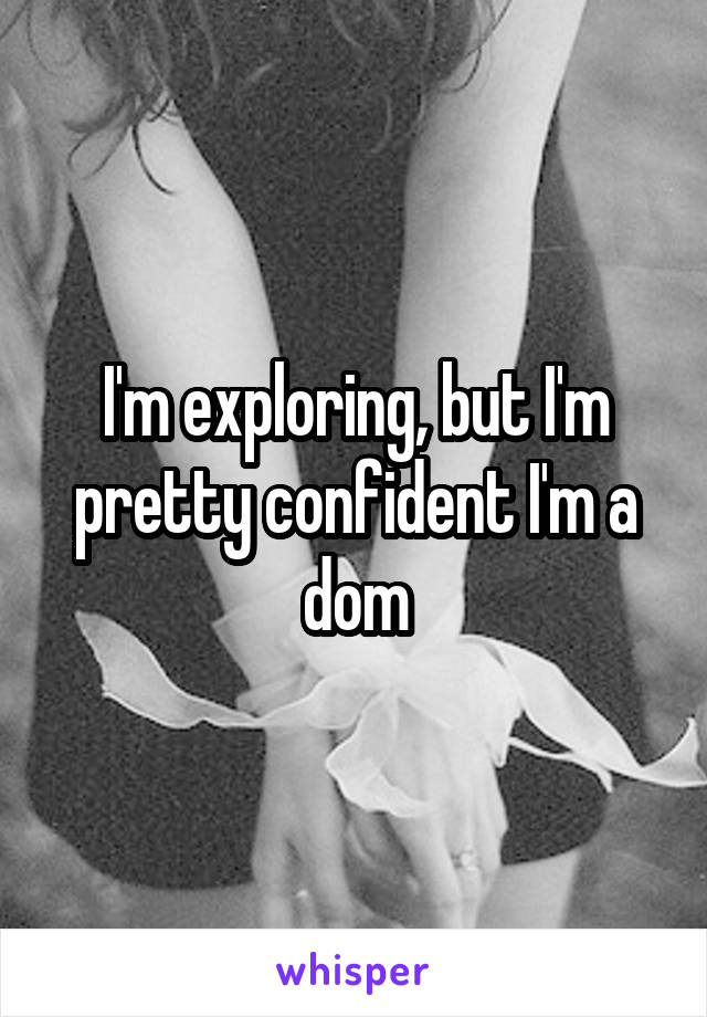 I'm exploring, but I'm pretty confident I'm a dom