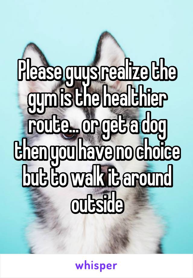 Please guys realize the gym is the healthier route... or get a dog then you have no choice but to walk it around outside