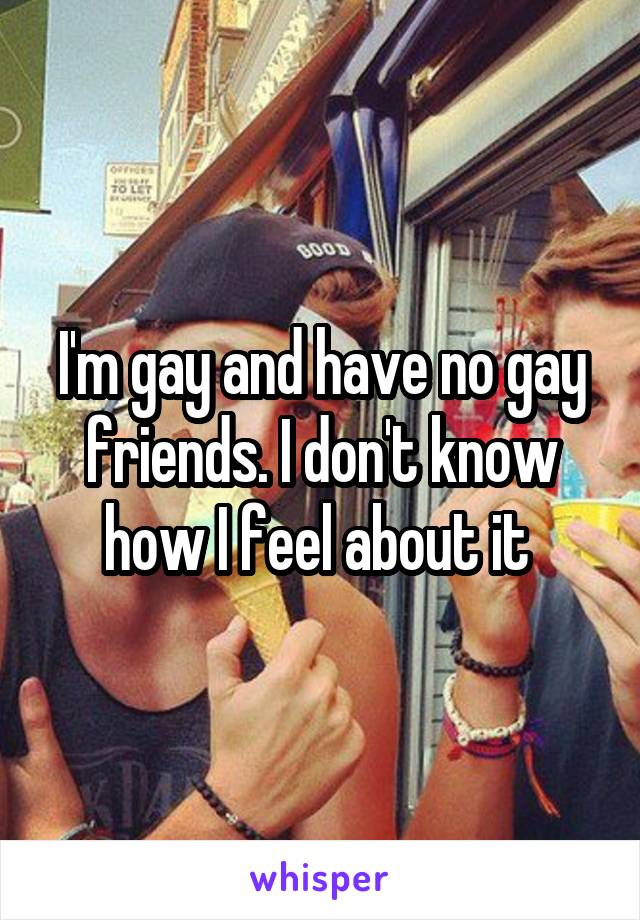 I'm gay and have no gay friends. I don't know how I feel about it 