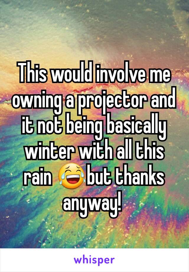 This would involve me owning a projector and it not being basically winter with all this rain 😂but thanks anyway! 