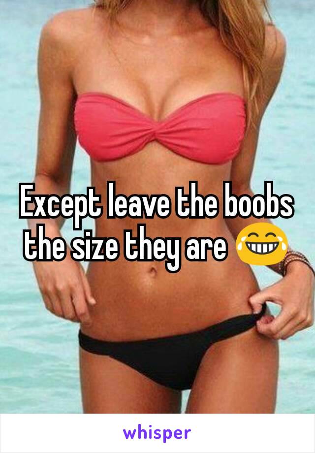 Except leave the boobs the size they are 😂