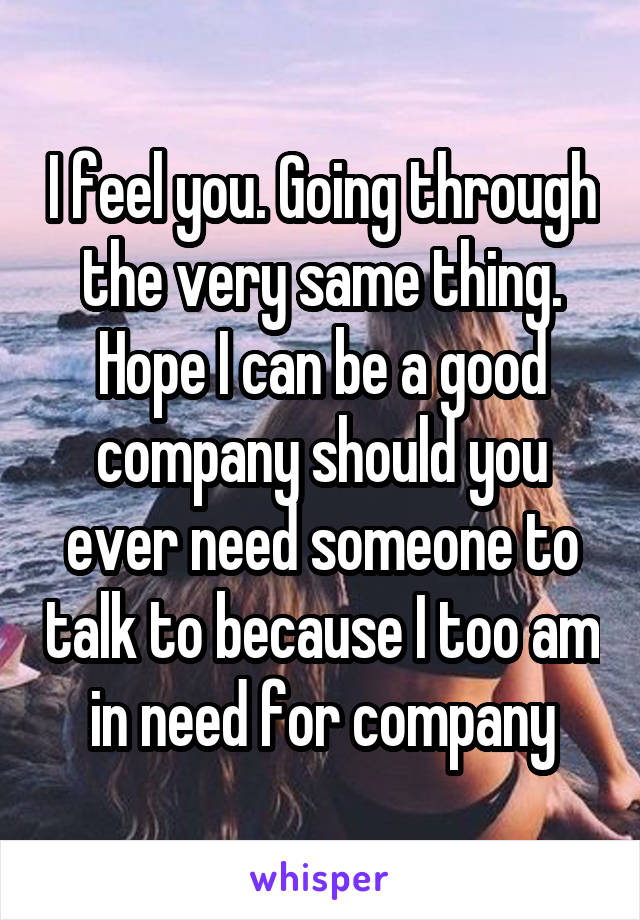 I feel you. Going through the very same thing. Hope I can be a good company should you ever need someone to talk to because I too am in need for company