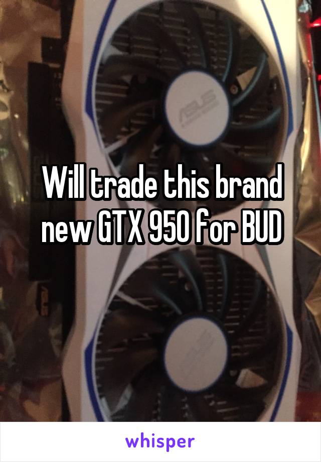 Will trade this brand new GTX 950 for BUD
