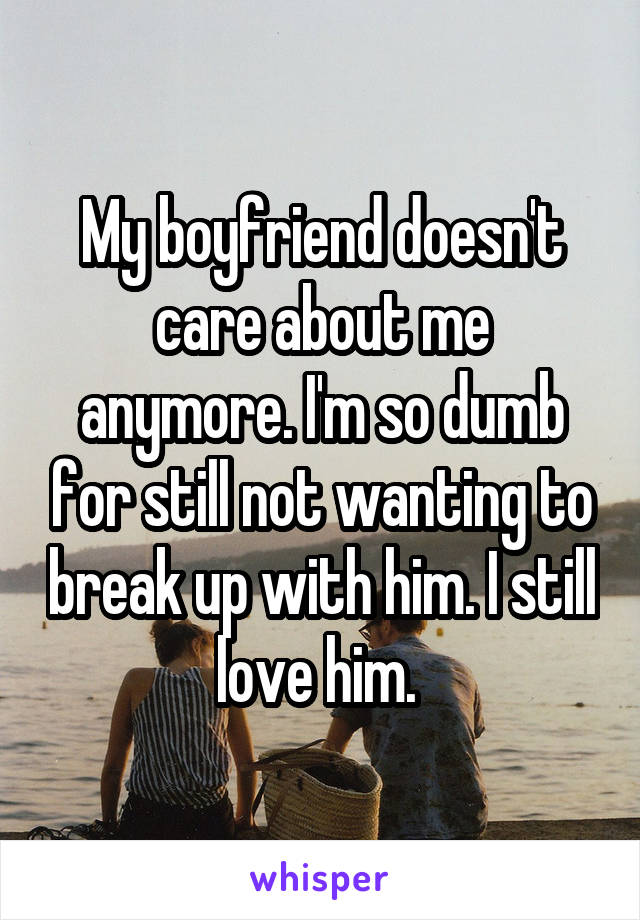 My boyfriend doesn't care about me anymore. I'm so dumb for still not wanting to break up with him. I still love him. 