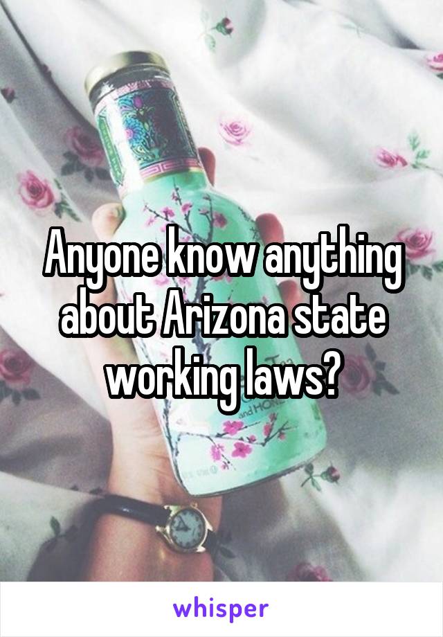Anyone know anything about Arizona state working laws?