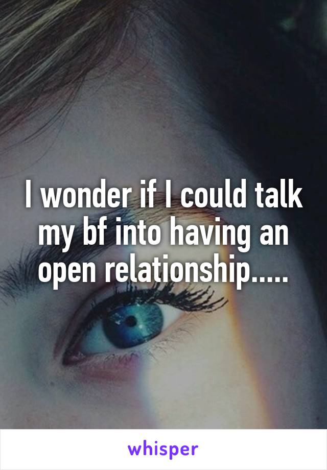 I wonder if I could talk my bf into having an open relationship.....