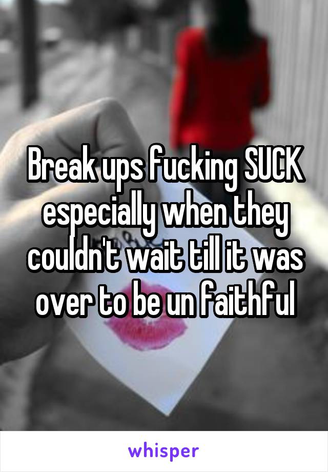Break ups fucking SUCK especially when they couldn't wait till it was over to be un faithful