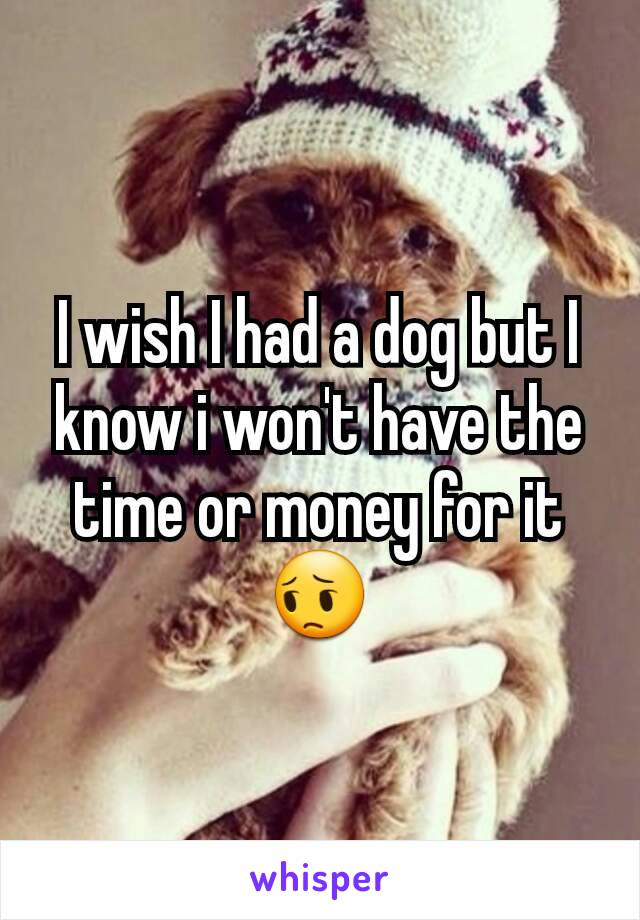 I wish I had a dog but I know i won't have the time or money for it 😔