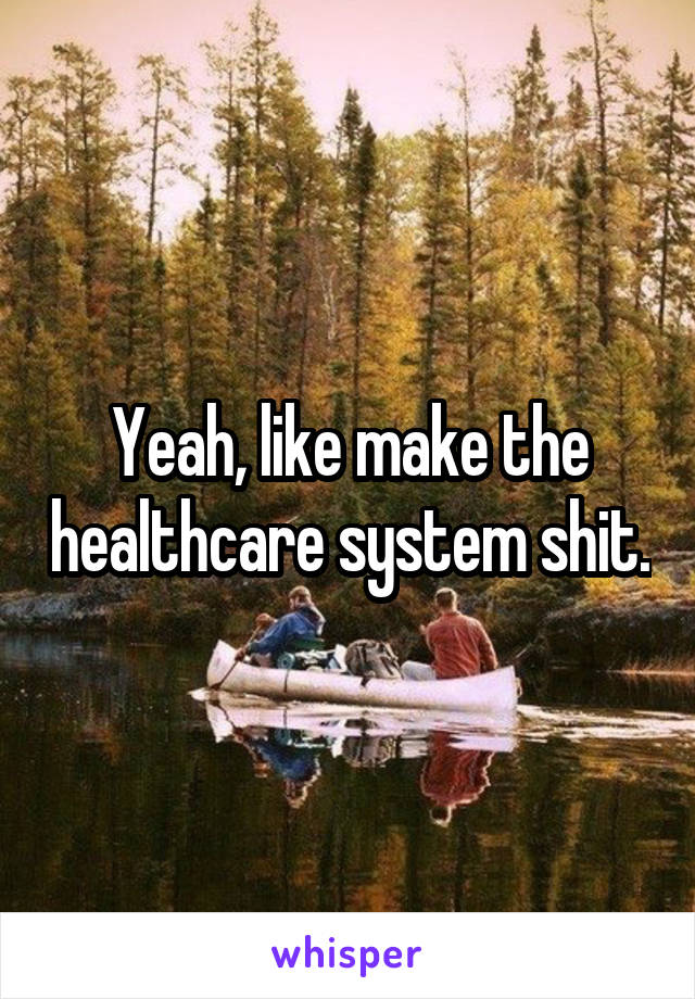 Yeah, like make the healthcare system shit.