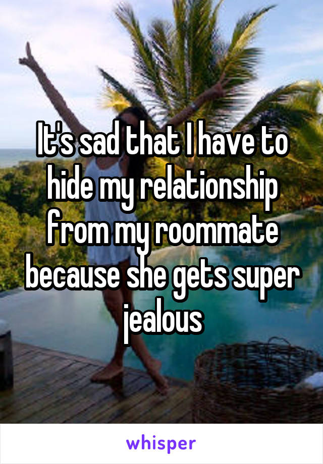 It's sad that I have to hide my relationship from my roommate because she gets super jealous