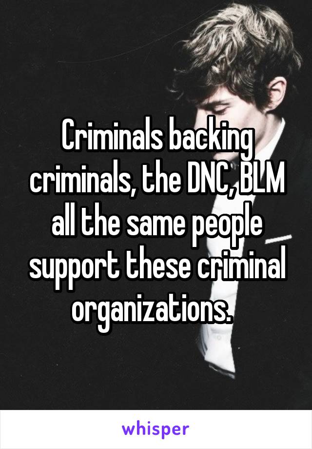 Criminals backing criminals, the DNC, BLM all the same people support these criminal organizations.  