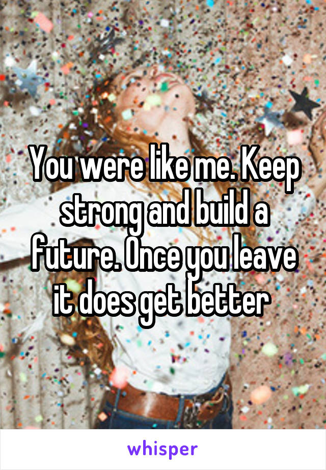 You were like me. Keep strong and build a future. Once you leave it does get better 