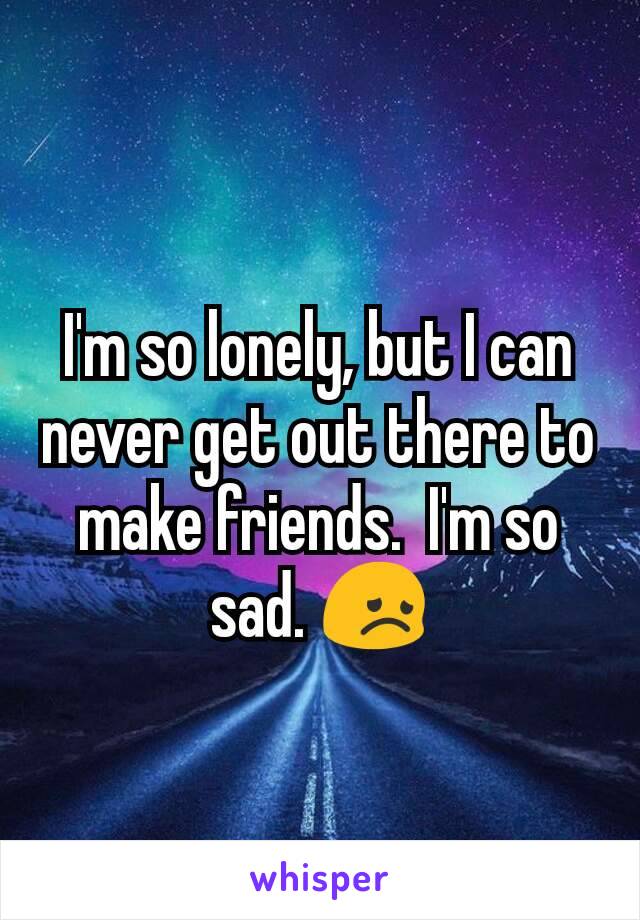 I'm so lonely, but I can never get out there to make friends.  I'm so sad. 😞