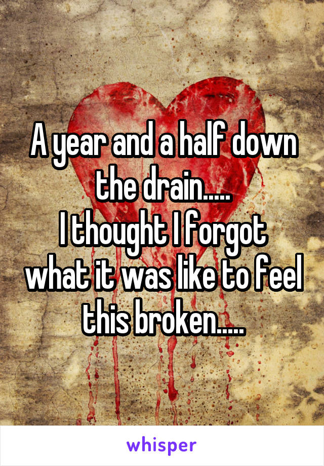 A year and a half down the drain.....
I thought I forgot what it was like to feel this broken.....