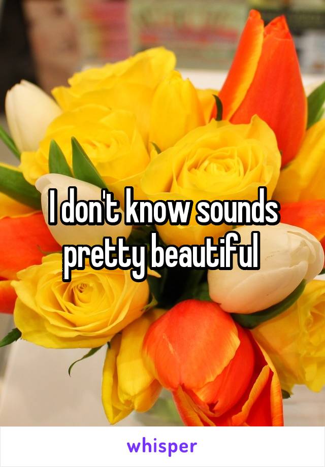 I don't know sounds pretty beautiful 