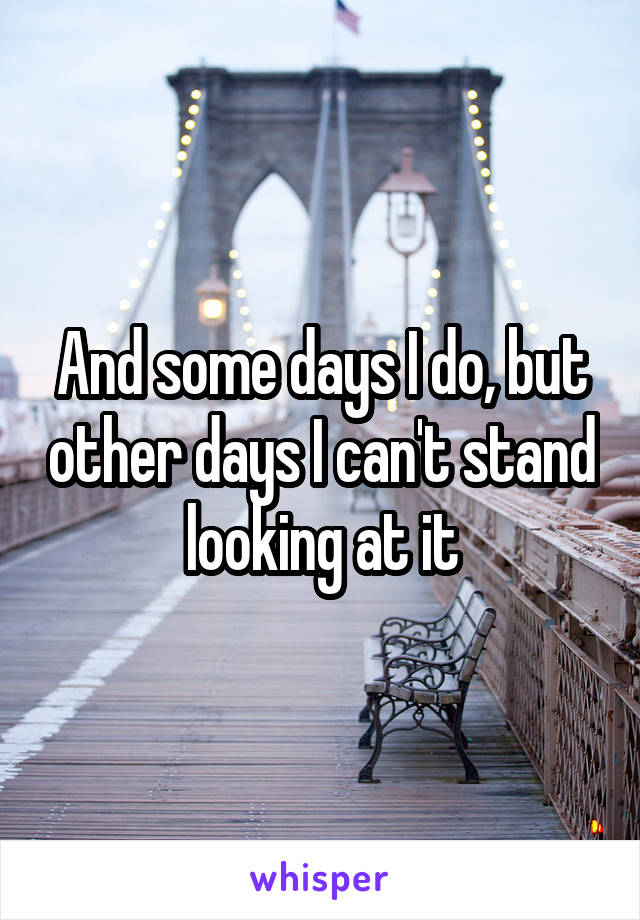 And some days I do, but other days I can't stand looking at it