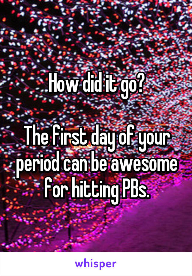 How did it go?

The first day of your period can be awesome for hitting PBs.