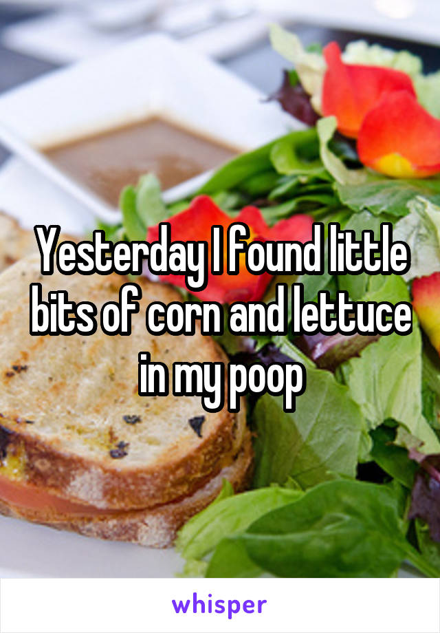 Yesterday I found little bits of corn and lettuce in my poop